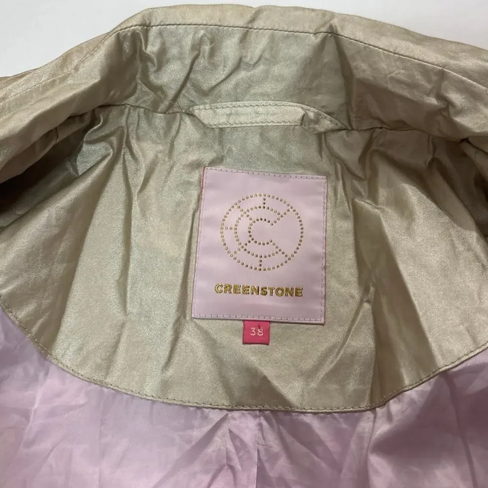 Creenstone Womens 38 Medium Designer Maxi Coat Rain Jacket Foldable Hoodie